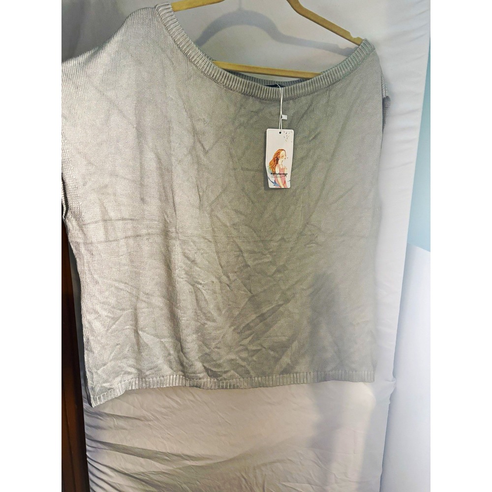PrettyGarden Womens XXL Grey Viscose Knit Boat Neck Sleeveless Sweater 9244